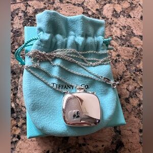 Tiffany & Co. Elsa Peretti Silver Small Square Bottle Pendant on 24” Chain